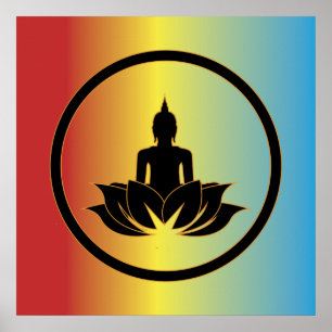 Póster Budismo Buda Lotus Flor Budismo Espiritualidad Zen