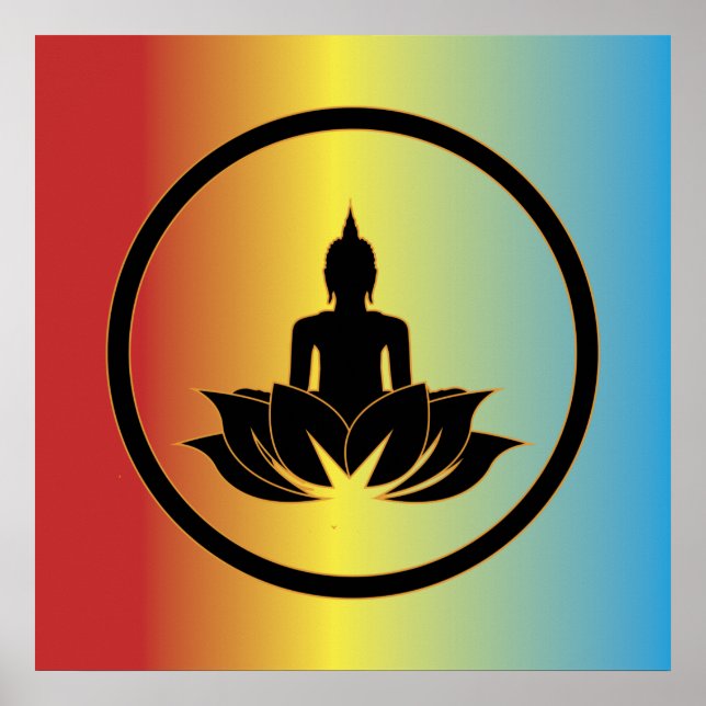 Póster Budismo Buddha Lotus Flor Budismo Espiritualidad Z (Frente)