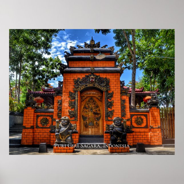 Póster Budismo en la puerta del templo Indonesia Destino  (Frente)