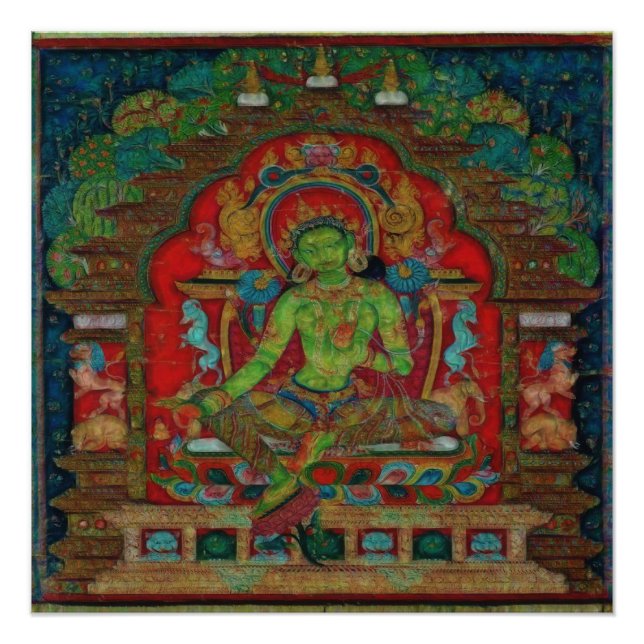 Póster Budismo tibetano Green Tara (Anverso)