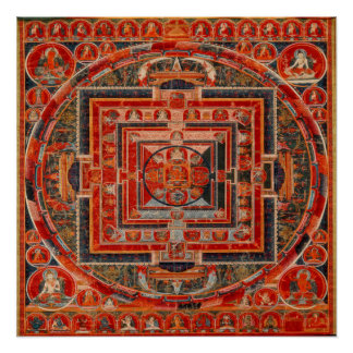Póster Budismo tibetano Mandala de las formas de Manjushr