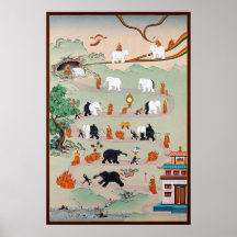 Budista Nueve Mentales Abidings Thangka