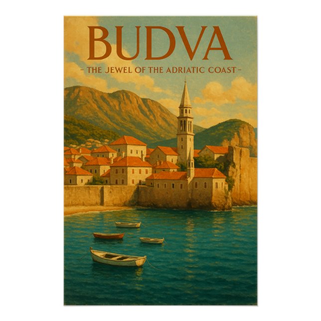PÓSTER BUDVA — LA JOYA DE LA COSTA ADRIÁTICA (Anverso)