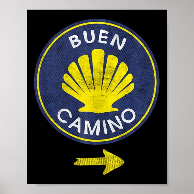 Póster Buen Camino Shell El Camino De Santiago De Compost (Frente)