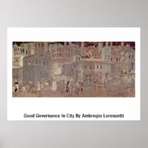 Póster Buen gobierno en ciudad de Ambrogio Lorenzetti