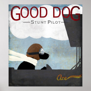 Póster Buen piloto de truco del perro - vuelo del perro