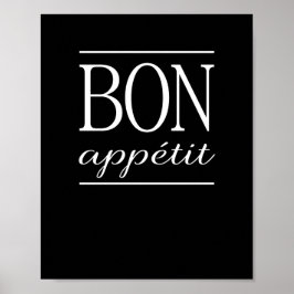 Póster BUEN PROVECHO Cita de cena de cocina negra