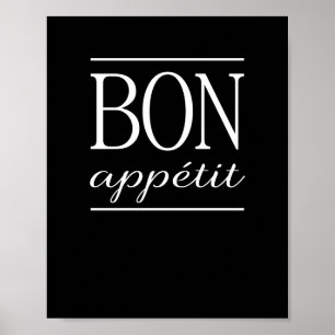 Póster BUEN PROVECHO Cita de cena de cocina negra