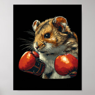 Póster Buen Traje De Boxeador De Hamster Con Guantes De B