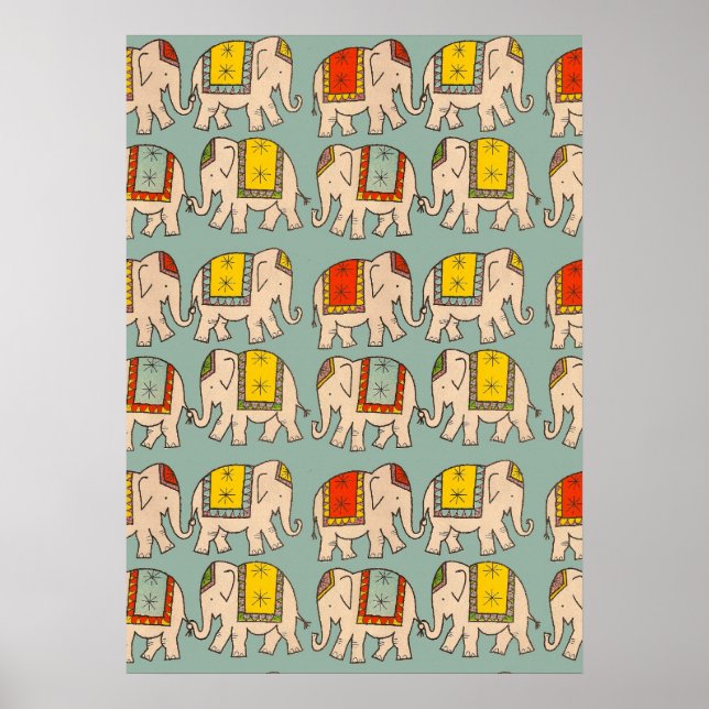 Póster Buena suerte elefantes de circo lindo patrón de el (Frente)