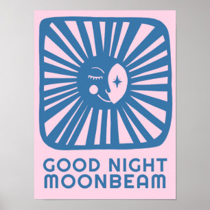 Póster Buenas noches Moonbeam Cute Moon Nursery Room Art