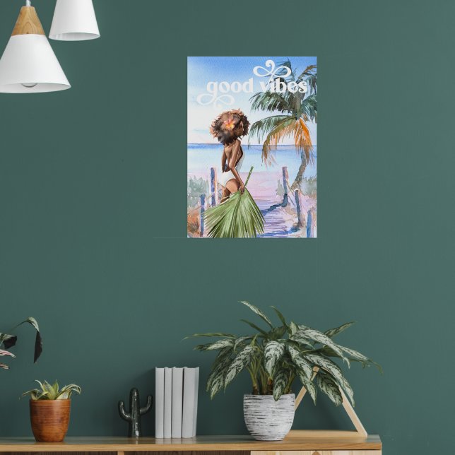 Póster Buenas Vibraciones | Playa de Verano Retro de Moda (Salón 1)