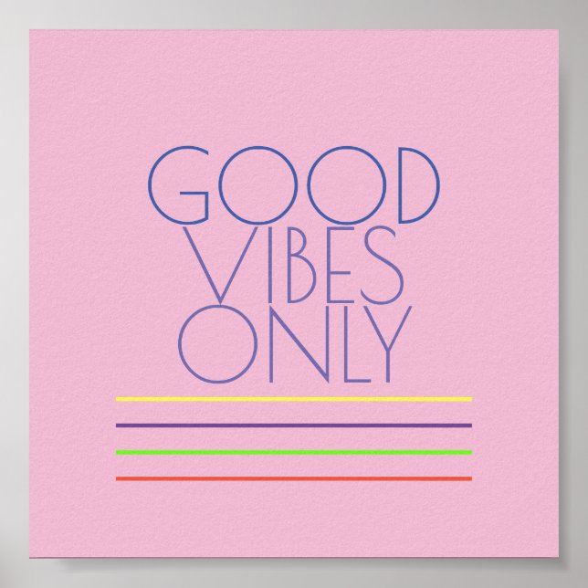 Póster buenas vibraciones sólo comillas en texto azul sob (Frente)