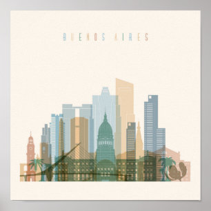 Póster Buenos Aires, Argentina   Línea de la ciudad