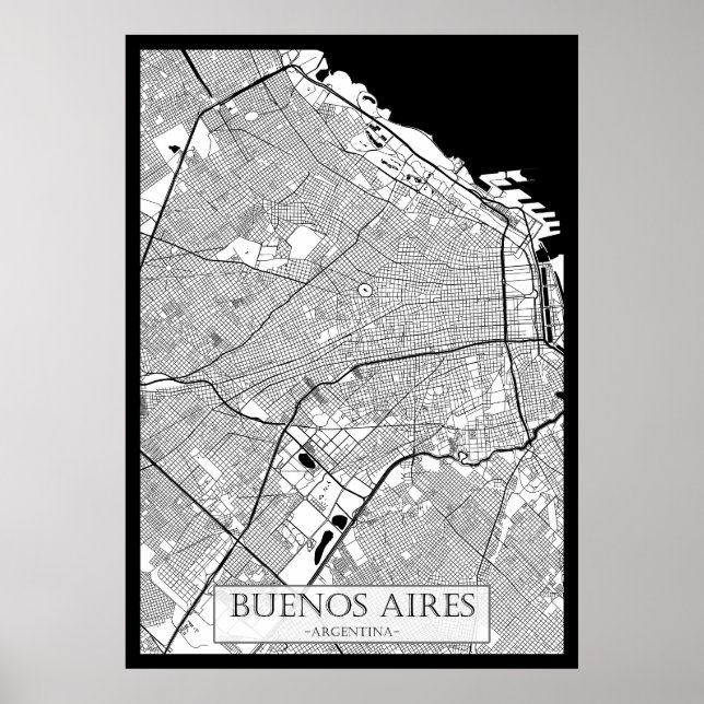 Póster Buenos Aires Argentina Map (Frente)