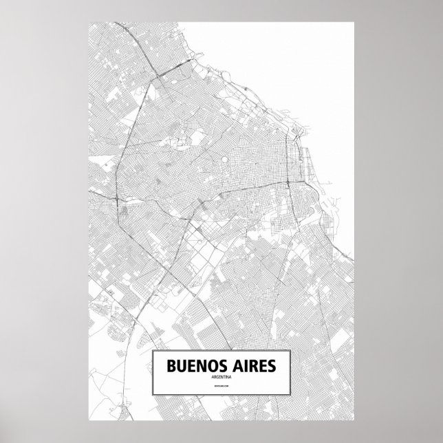 Póster Buenos Aires, Argentina (negro sobre blanco) (Frente)