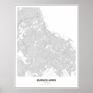 Póster Buenos Aires, Argentina Poster de Mapa Minimalista