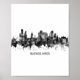 Póster Buenos Aires Argentina Skyline BW