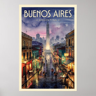 Póster Buenos Aires Argentina Viajes Antiguos
