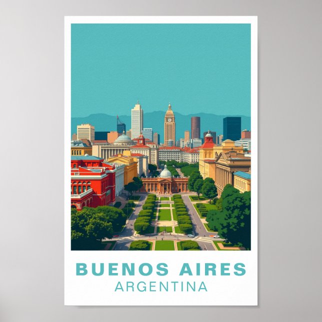 Póster Buenos Aires Argentina Vintage Travel Art (Frente)