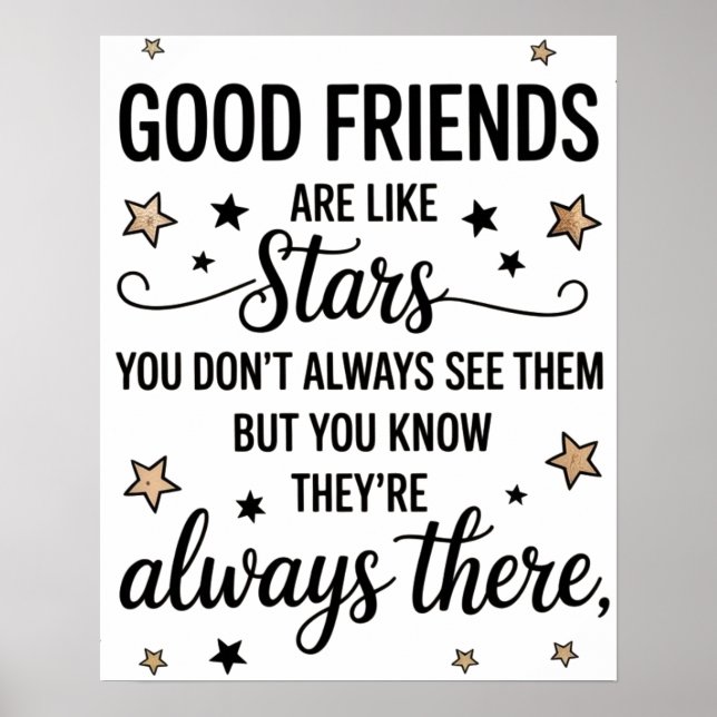 Póster Buenos amigos son como estrellas Frase Inspiradora (Frente)