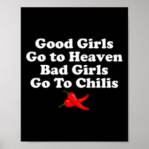 Póster Buenos Chicas Vayan Al Cielo, Malos Chicas Vayan A