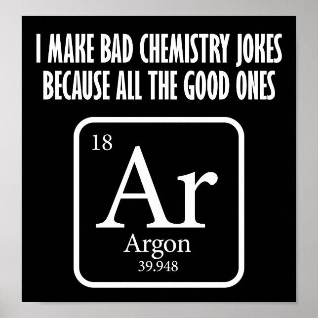 Póster Buenos Chistes de Química Argon Gracioso Poster ne (Frente)
