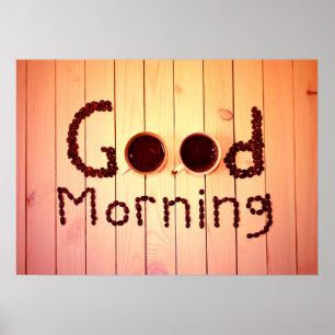 Póster Buenos días amantes del café
