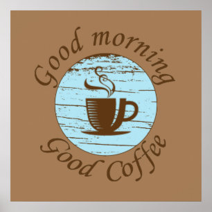 Póster buenos días buen café divertido