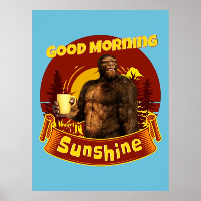 Póster Buenos Días Sol Funny Bigfoot Café  (Frente)