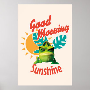 Póster Buenos Días Sol Funny Camaleón