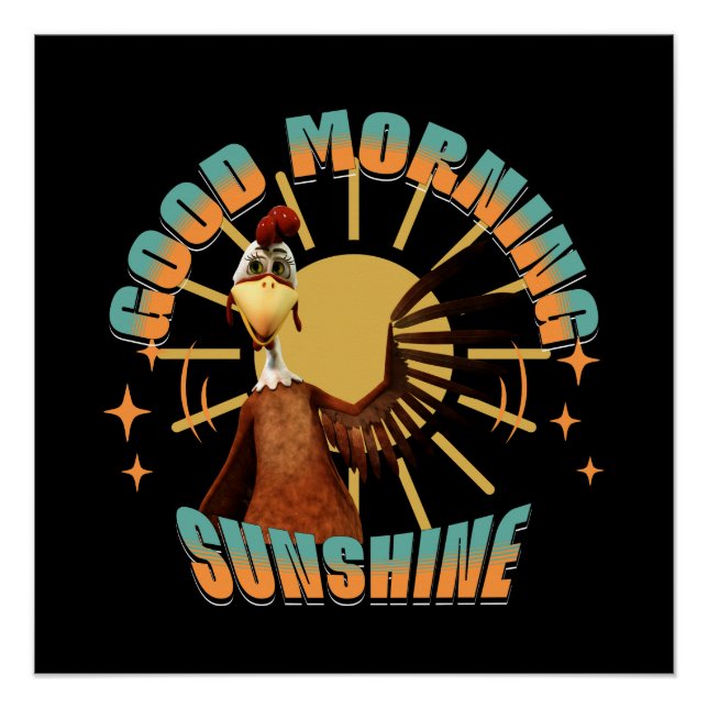 Póster Buenos días Sunshine Funny Rooster (Anverso)
