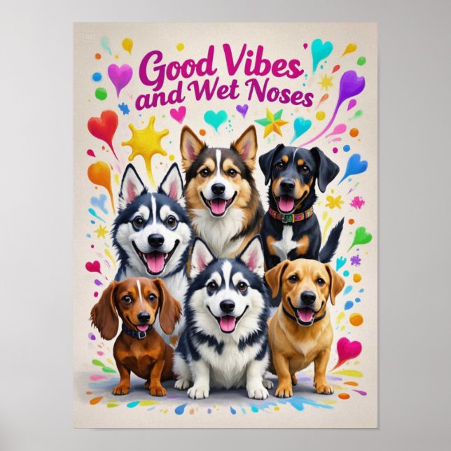 Póster Buenos vibraciones y nueces húmedas Doodles juguet (Frente)