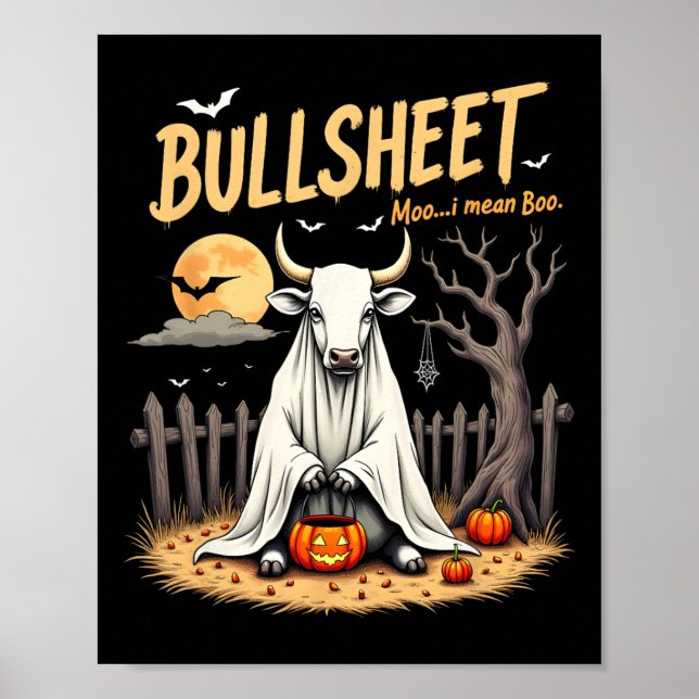 Póster Buey Fantasma Halloween Pun Con Jack O’ Lan (Frente)