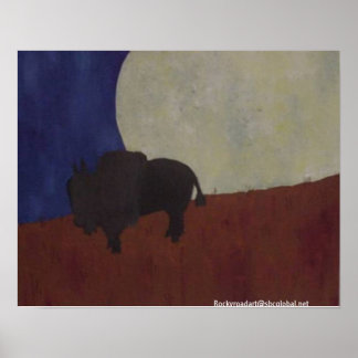 Póster Búfalo abstracto de noche