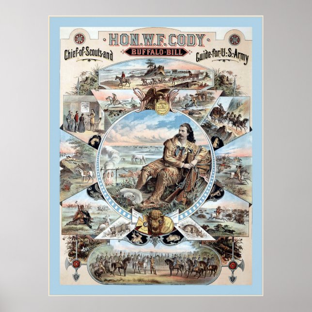 Póster Búfalo Bill ~ Poster de publicidad de época. (Frente)