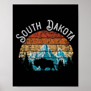 Póster Búfalo Dakota del Sur El Estado de Mount Rushmore