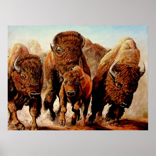 Póster Búfalo "En carrera" (Frente)