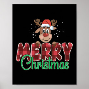 Póster Búfalo navideño vestido de reno rojo de Santa X