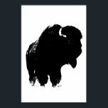 Póster Búfalo negro y blanco de Bison Silhouette Pop Art<br><div class="desc">Icénicas imágenes históricas estadounidenses occidentales - Obra fotográfica de búfalo</div>