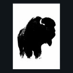 Póster Búfalo negro y blanco de Bison Silhouette Pop Art<br><div class="desc">Icénicas imágenes históricas estadounidenses occidentales - Obra fotográfica de búfalo</div>