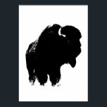 Póster Búfalo negro y blanco de Bison Silhouette Pop Art<br><div class="desc">Icénicas imágenes históricas estadounidenses occidentales - Obra fotográfica de búfalo</div>