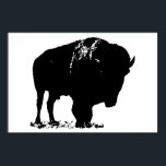 Póster Búfalo negro y blanco de Bison Silhouette Pop Art<br><div class="desc">Icénicas imágenes históricas estadounidenses occidentales - Obra fotográfica de búfalo</div>