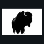 Póster Búfalo negro y blanco de Bison Silhouette Pop Art<br><div class="desc">Icénicas imágenes históricas estadounidenses occidentales - Obra fotográfica de búfalo</div>