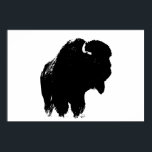Póster Búfalo negro y blanco de Bison Silhouette Pop Art<br><div class="desc">Icénicas imágenes históricas estadounidenses occidentales - Obra fotográfica de búfalo</div>