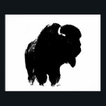 Póster Búfalo negro y blanco de Bison Silhouette Pop Art<br><div class="desc">Icénicas imágenes históricas estadounidenses occidentales - Obra fotográfica de búfalo</div>