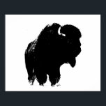Póster Búfalo negro y blanco de Bison Silhouette Pop Art<br><div class="desc">Icénicas imágenes históricas estadounidenses occidentales - Obra fotográfica de búfalo</div>