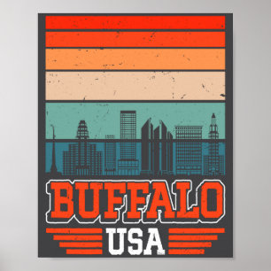 Póster Búfalo Nueva York Estados Unidos Retro Vintage Ata