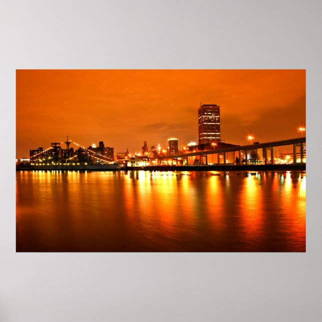 Póster Búfalo NY, cielo nocturno (Frente)