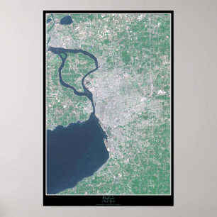 Póster Búfalo, poster satelital de Nueva York
